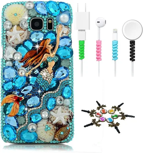 Miniatura 15 de Sparkle Funda compatible con Samsung Galaxy J2 Prime – Elegante funda 3D hecha a mano con diseño musical de flores grandes con protector de cable