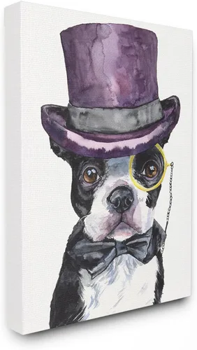 Miniatura 10 de Stupell Industries Boston Terrier con sombrero, perro y mascota, pintura de acuarela, marco negro, arte de pared, 11 x 14, multicolor Stupell