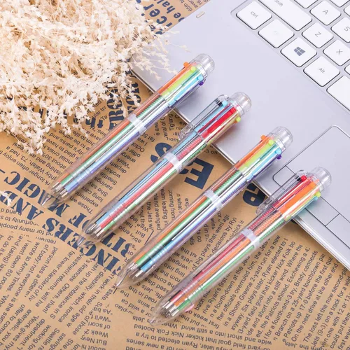 Miniatura 3 de favide Paquete de 6 bolígrafos multicolor 6 en 1 de 0.5mm, bolígrafos retráctiles de 6 colores para suministros de oficina y escuela, regalo