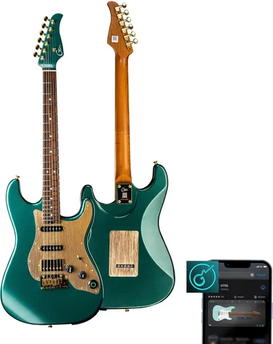 Miniatura 9 de GTRS Kit de guitarra eléctrica inteligente S900 con transmisor inalámbrico UHF, sistema inteligente de guitarra de práctica con 126 tipos de Púrpura