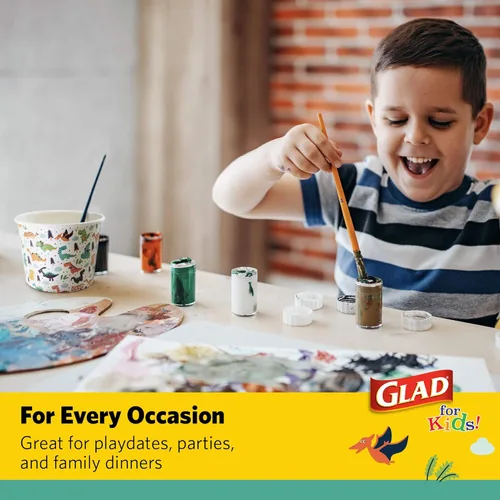 Miniatura 5 de Suministros de fiesta de dinosaurio Glad para niños - Cuencos de aperitivos desechables de papel resistentes con tapas, perfectos para fiestas