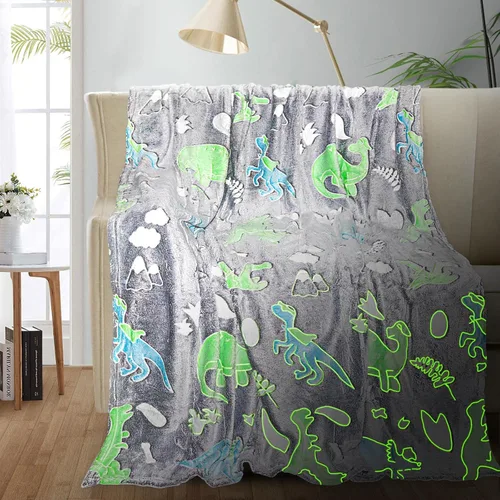 Miniatura 25 de TEHALK Mantas de bebé personalizadas para niños, manta de dinosaurio para niños, manta que brilla en la oscuridad para niños, manta para niños