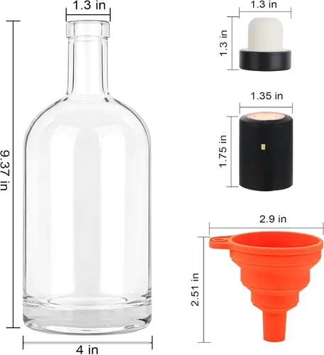 Miniatura 2 de GUANENA Paquete de 3 botellas de vidrio transparente de 33 onzas con tapas y cápsulas retráctiles de PVC, botellas de licor de 33.8 fl oz con tapas