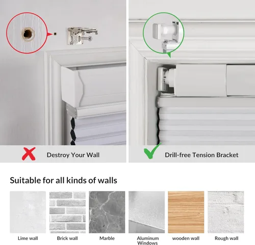 Miniatura 7 de BERISSA Top Down Bottom Up Persianas sin cordones y con celdas, sin herramientas y sin taladro, persianas para ventanas, persianas para ventanas