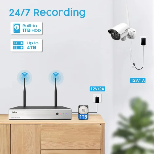 Miniatura 5 de Sistema de cámara de seguridad 1080P inalámbrico, Plug and Play Kit NVR de videovigilancia de 8 canales con 4 unids HD Bullet IP cámara