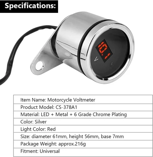 Miniatura 5 de Universal 2 en 1 impermeable LED digital voltímetro tacómetro medidor de metal odómetro velocímetro para motocicletas