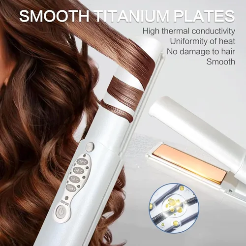 Miniatura 2 de Alisadores de pelo inalámbricos: plancha plana portátil de 5000 mAh, alisador de pelo inalámbrico de viaje, 2 en 1 con máx. 410.0 °F/410 ℉ se