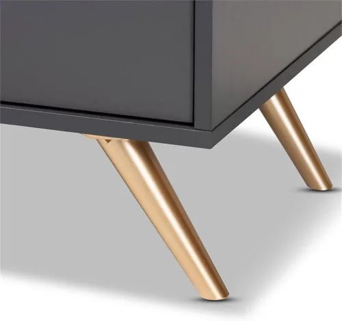 Miniatura 7 de Baxton Studio Kelson - Soporte para TV, color gris oscuro/dorado