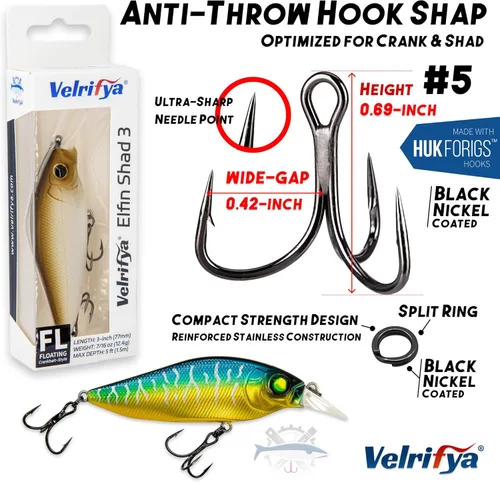 Miniatura 6 de Crankbaits/Jerkbait híbrido para pesca de lubina, buceo poco profundo, manivela para lucio, agua fría para pesca de invierno y primavera, para agua