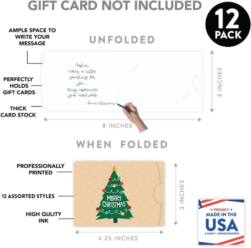 Miniatura 2 de Andaz Press Surtido de tarjetas de regalo de Navidad, fundas de tamaño de tarjeta de 4.25 x 3 pulgadas para Papá Noel, elefante blanco, fiestas