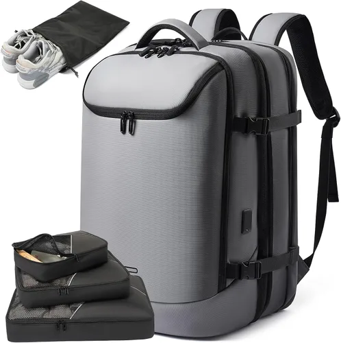 Miniatura 17 de TANGCORLE Mochila de viaje expandible aprobada para vuelos, mochila de 17.3 pulgadas para laptop de negocios para mujeres y hombres