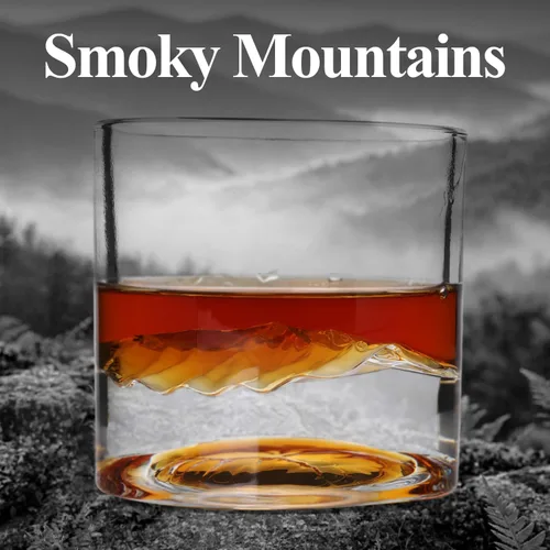 Miniatura 8 de LIITON Juego de 4 vasos de whisky para el Día del Padre, American Peaks, de cristal grueso y pesado 3D, copas de cóctel y bourbon de montaña