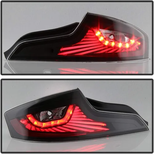 Miniatura 2 de ACANII - Para Infiniti G35 35GT Coupé 2003-2005 [Diseño de actualización de tubo LED] Luces traseras LED negras Lámparas de freno izquierda+derecha