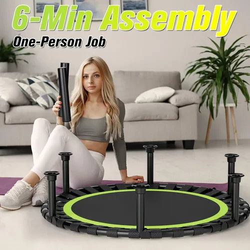 Miniatura 8 de ZCMHAXJ Minitrampolín plegable, trampolín rebotador de 40"/48" para adultos y niños, equipo de entrenamiento de fitness para interiores