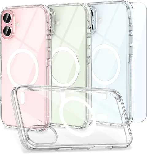 Miniatura 26 de MILPROX Compatible con iPhone 16 Pro Funda – con protector de pantalla – Compatible con MagSafe – Diseño magnético claro transparente – Que no se