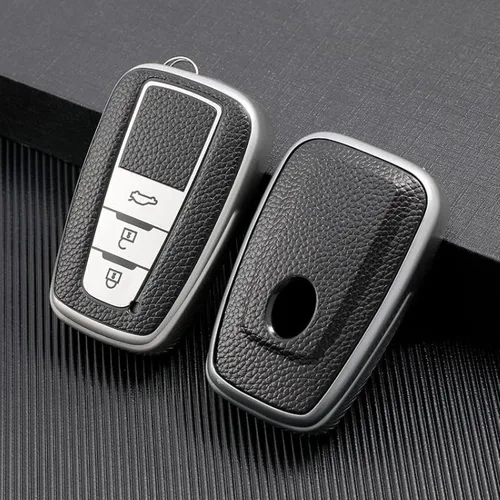 Miniatura 7 de DOUKI Funda de cuero TPU para llave de coche, para Toyota Camry Corolla Prius CHR C-HR RAV4 Hybryd Altis Land Cruiser Prado Sedan 2019 Verde F