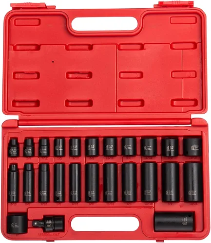 Miniatura 2 de SUNEX TOOLS 3325 Juego de llaves de impacto maestro SAE de 3/8 pulgadas, estándar/profundo, 6 puntos, Cr-Mo, 5/16 pulgadas - 1 pulgada, 25 piezas