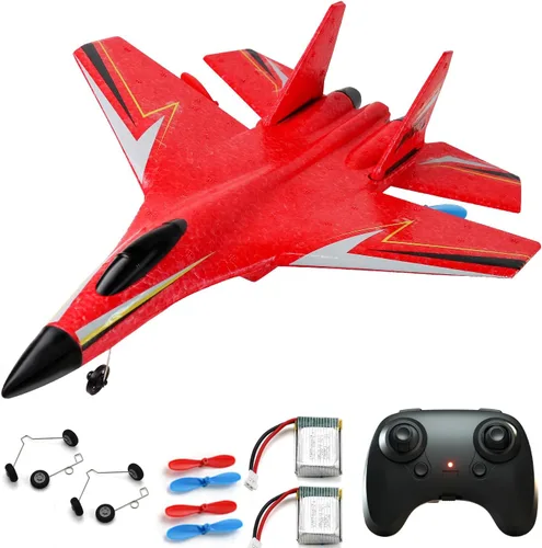 Miniatura 12 de Avión de Control Remoto para Niños, Aviones de Poliestireno RC de 2 Canales Jet Juguete Inalámbrico, Avión de Ala Delta RC para Principiantes, Azul