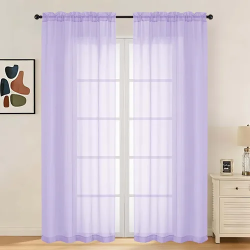 Miniatura 34 de LIVEKID Cortinas traslúcidas negras de cocina de 36 pulgadas de largo, cortinas cortas filtrantes de luz, 2 paneles de gasa aireada, texturizadas