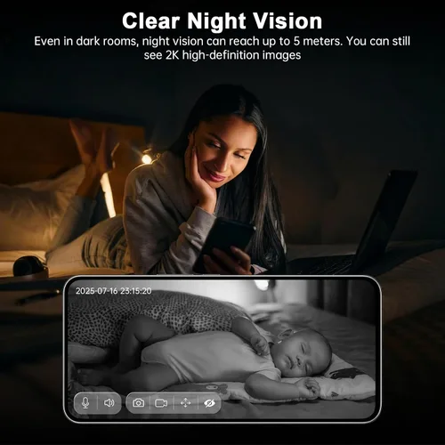 Miniatura 9 de Cámara interior - Cámara WiFi 5G y 2.4G para seguridad del hogar, cámaras de seguridad 2K para perro/mascota/bebé, panorámica/inclinación de 360°