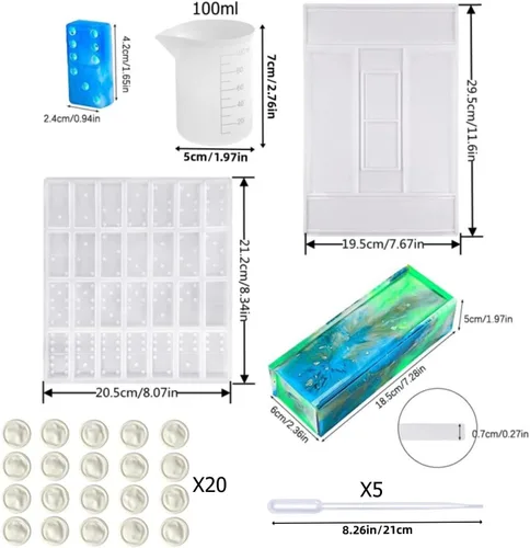 Miniatura 2 de Moldes de silicona para fundición de resina epoxi - Domino Shapes