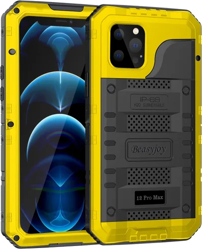 Miniatura 10 de Beasyjoy Funda impermeable para iPhone 12 Pro Max, cubierta protectora de cuerpo completo con protector de pantalla incorporado, resistente a Negro