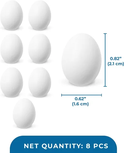 Miniatura 6 de SunGrow Huevos de madera falsos para entrenar a los pájaros de que no se pongan en las cajas de anidación y para dejar de comer sus propios huevos