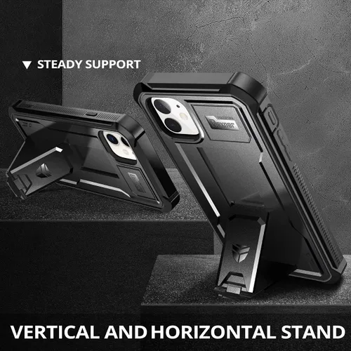 Miniatura 4 de Dexnor Funda para iPhone 11, [Protector de pantalla y soporte integrados] Protección de grado militar resistente a prueba de golpes, 6.1 pulgadas