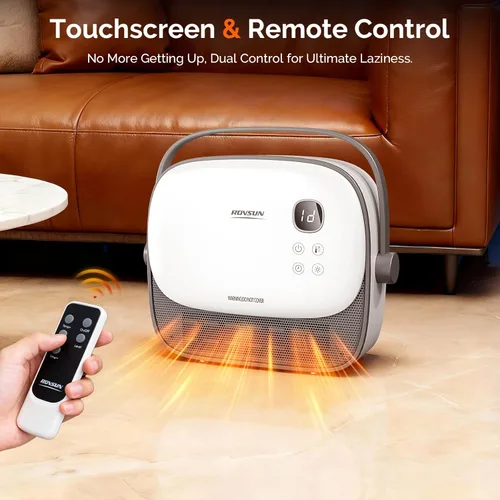 Miniatura 4 de ROVSUN Calentador de espacio pequeño de pared de 1500 W con control remoto, elemento de calefacción PTC y calentamiento rápido 3S, calentador