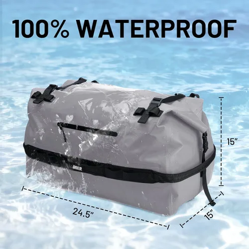 Miniatura 2 de MIER Bolsa de Lona Grande Impermeable con Parte Superior Enrollable, Mochila Seca, Bolsas de Lona para Kayak, Rafting, Navegación, Natación, Gris
