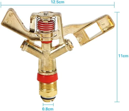 Miniatura 5 de Rociador oscilante de latón resistente para césped, conexión de 1/2 pulgada, rotación de 360 grados, riego de largo alcance para patio y jardín