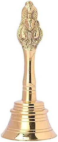 Miniatura 2 de ILT Retail - Campana Puja de latón, Pooja Ghanti/Ghanta para el hogar y el templo, campana de oración, campana de Pooja Mandir (4 pulgadas), campana