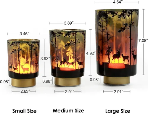 Miniatura 2 de Eywamage Pequeña lámpara de mesa con pilas con control remoto, lámpara de cristal inalámbrica de ciervo del bosque para dormitorio, sala de estar