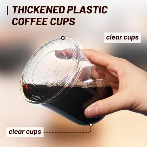 Miniatura 4 de TINSKY Juego de 50 vasos de plástico transparente con tapas y pajitas, tazas desechables para café helado, mascotas para bebidas frías, jugos
