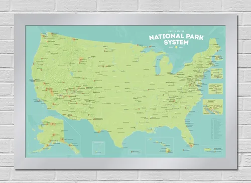Miniatura 13 de Mapa de unidades del Sistema de Parques Nacionales de Estados Unidos 24x36 (Tierra Natural)