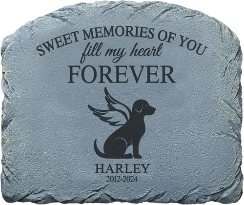 Let's Make Memories Piedra conmemorativa personalizada para mascotas Forever Friend - Perro - Marcador de jardín de condolencias Perro - Angel