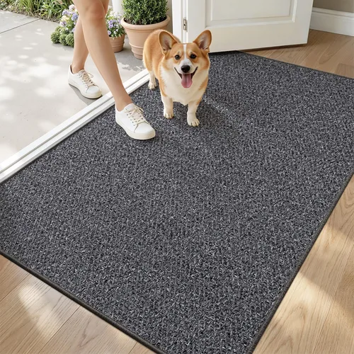 Miniatura 17 de LUMI Tapete ultradelgado para puerta de interior de 17 x 30 pulgadas, tapete de entrada antideslizante, tapete de perfil bajo, tapete de diseño