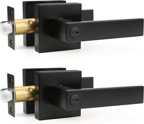 Miniatura 33 de Gobrico 1 paquete de manijas cuadradas de privacidad para puerta en acabado negro mate, manijas interiores sin llave, reversibles para puertas