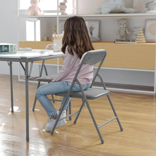 Miniatura 9 de Flash Furniture Mindy Kids - Juego de mesa y sillas cuadradas plegables de 5 piezas para guardería y aulas, juego de mesa de actividades y sillas