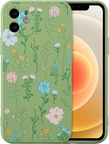 Miniatura 119 de RALEAVO Funda Floral para iPhone 12, Cubierta de Silicona Líquida con Bonito Patrón de Rama de Flores para Niñas y Mujeres, Funda Protectora de Goma