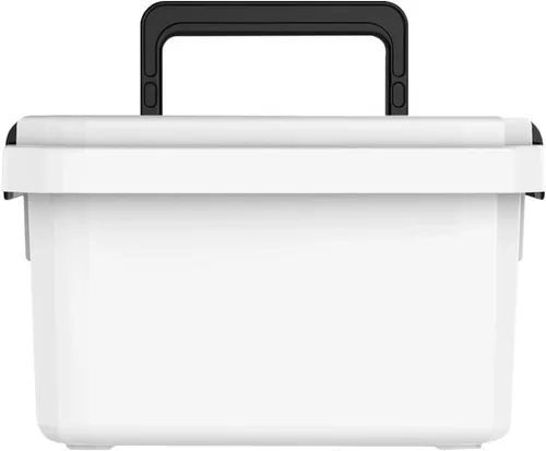 Miniatura 4 de Caja de almacenamiento portátil de medicamentos, estuche de medicamentos multicapa con asa, organizador compacto de medicamentos de plástico