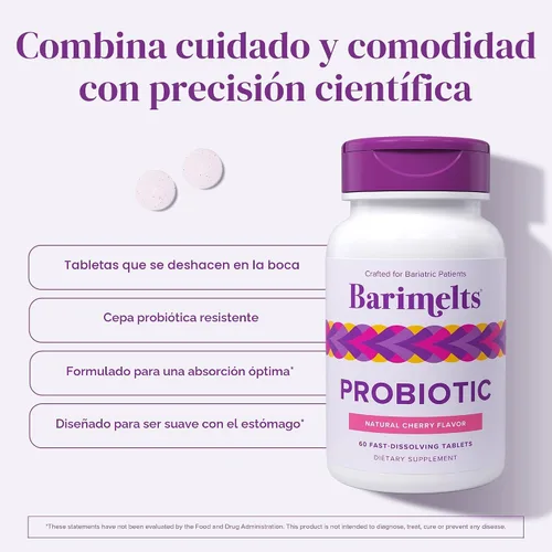 Miniatura 4 de BariMelts Probióticos, 5 mil millones de UFC, 60 tabletas de disolución rápida (suministro de 2 meses) - Probióticos sin azúcar para mujeres, apoyan