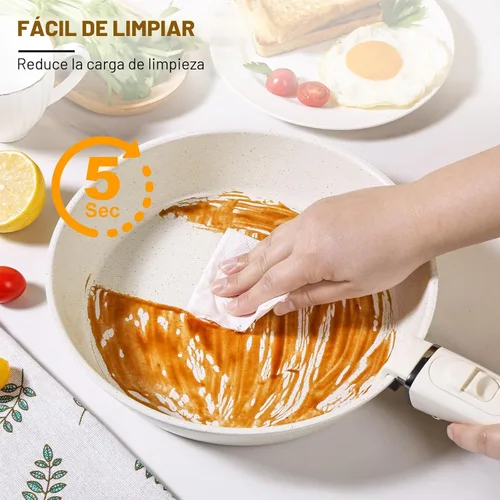Miniatura 5 de Juego de ollas y sartenes Tibbicc antiadherentes, juego de utensilios de cocina de cerámica antiadherente con 5 sartenes sin PFAS/PFOA/PTFE tóxicos