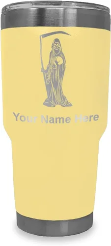 Miniatura 41 de LaserGram Vaso aislado al vacío de 20 onzas, Santa Muerte, grabado personalizado incluido (negro)