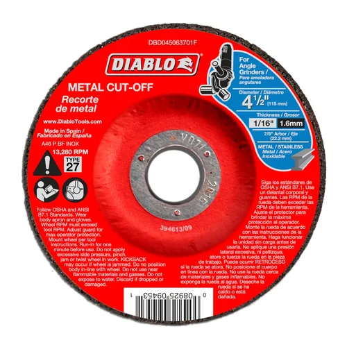 Miniatura 6 de Diablo Disco de corte de metal de diamante para metal, durabilidad extrema y larga vida útil, segmentado, 5 pulgadas de diámetro, eje de 7/8