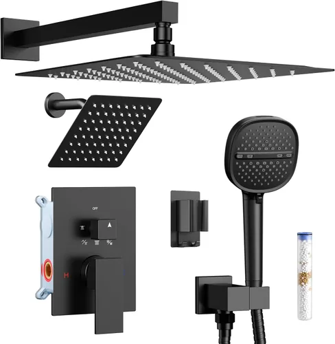 Miniatura 21 de Shower Faucet Set Brushed Nickel Shower System, Dual Head Shower Set STARBATH 12'' Ceiling Mount and 6''Wall Mount Rainfall Shower Systems with