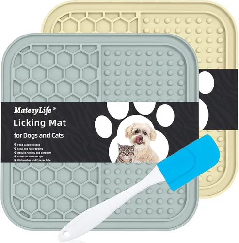 Miniatura 8 de MateeyLife 2 piezas Alfombrilla grande para lamer para perros con ventosas, cuencos de alimentación lenta, alfombrilla para lamer gatos para aliviar