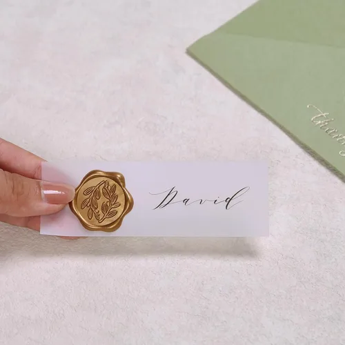 Miniatura 5 de UNIQOOO Calcomanías de sello de cera, calcomanías de sello de invitación de boda de rama de olivo, 50 calcomanías autoadhesivas de oro antiguo, Rama