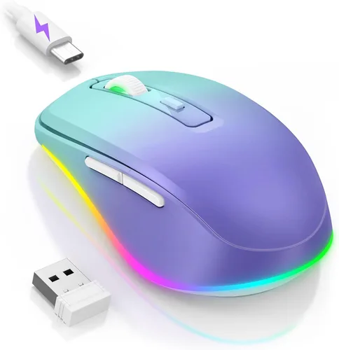 Miniatura 19 de PEIOUS Ratón Inalámbrico Jiggler - Ratones Inalámbricos LED con Mover de Ratón Integrado, Ratón Móvil Recargable para Laptop con Movimiento Azul