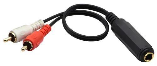 Miniatura 6 de Cable divisor en Y RCA de 0.250 in a 2, chapado en oro de 0.250 in (1/4 pulgadas), TRS hembra a 2 (dual) RCA macho estéreo audio Y Splitter Cable 12